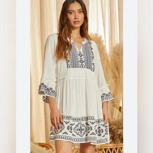 Savanna Jane boho white embroidered dress size 1X NWT